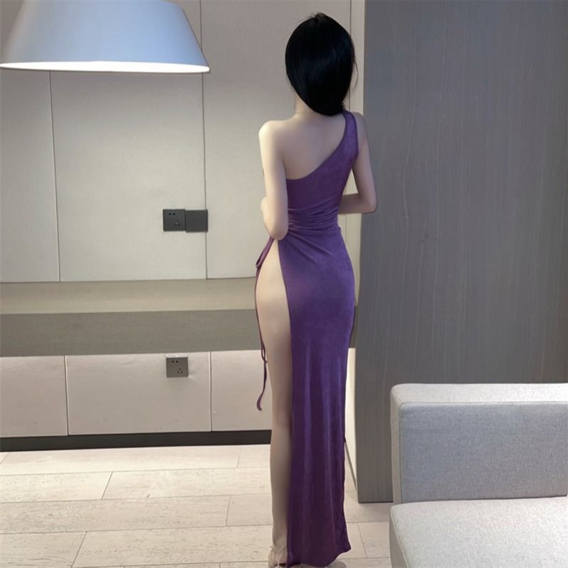 Khuyến Mãi Phong Cách Mới ~ Đầm Dài Eo Hẹp Eo Nghiêng Hở Vai Quyến Rũ Thiết Kế Thanh Lịch