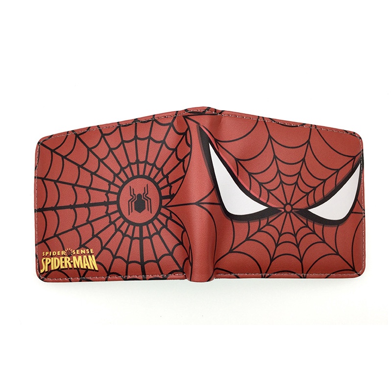 Ví Da PU Dáng Ngắn Dạng Gập In Hình Người Nhện Cá Tính Cho Nam
