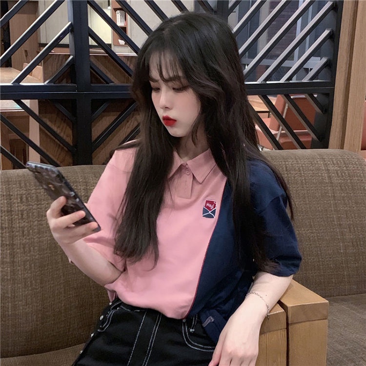 Áo Thun Tay Ngắn Phong Cách Preppy Hàn Quốc Mới Cho Nữ