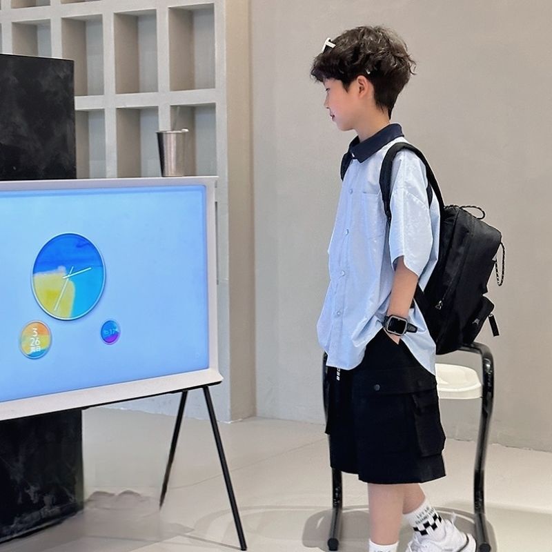 Hàng Mới Về Áo Sơ Mi Ngắn Tay Phong Cách Preppy Mẫu Mới 2023 Thời Trang Cho Bé Trai