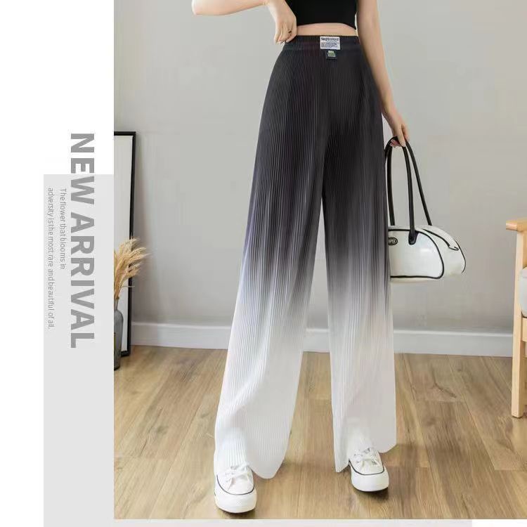 Quần Dài Ống Rộng Bằng Lụa Mát Màu Gradient Phong Cách Mới Dành Cho Nữ