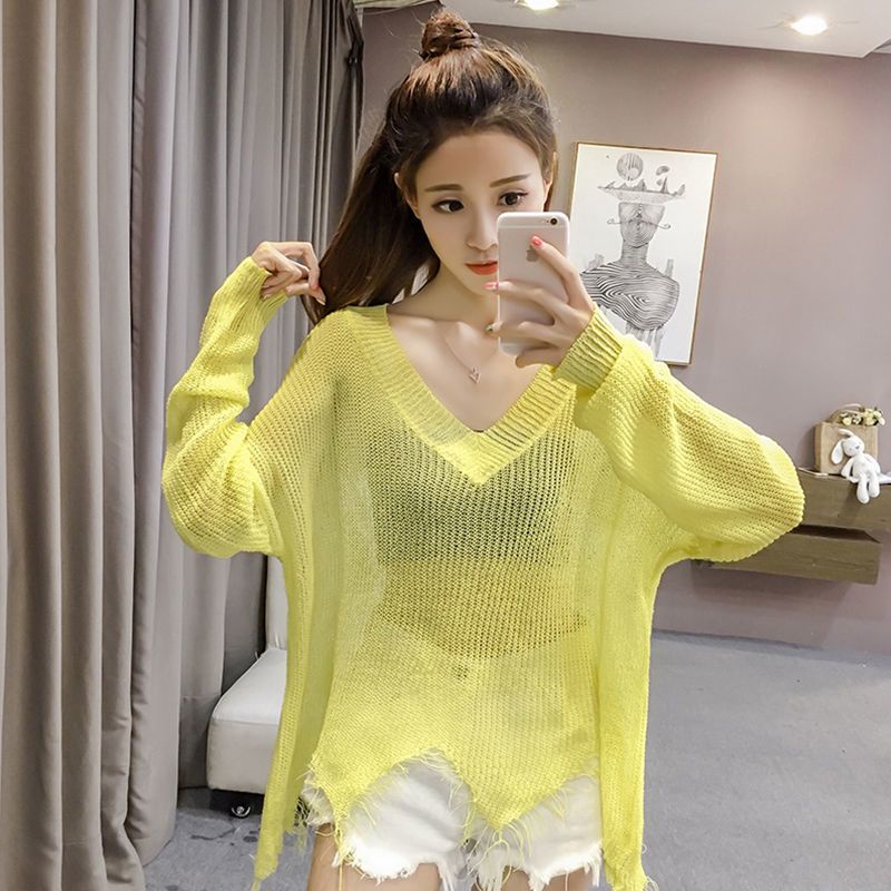 Áo Sweater Chống Nắng Dáng Rộng Bằng Lụa Lạnh Mỏng Điều Hòa Nhiệt Độ Phong Cách Mới Cho Nữ