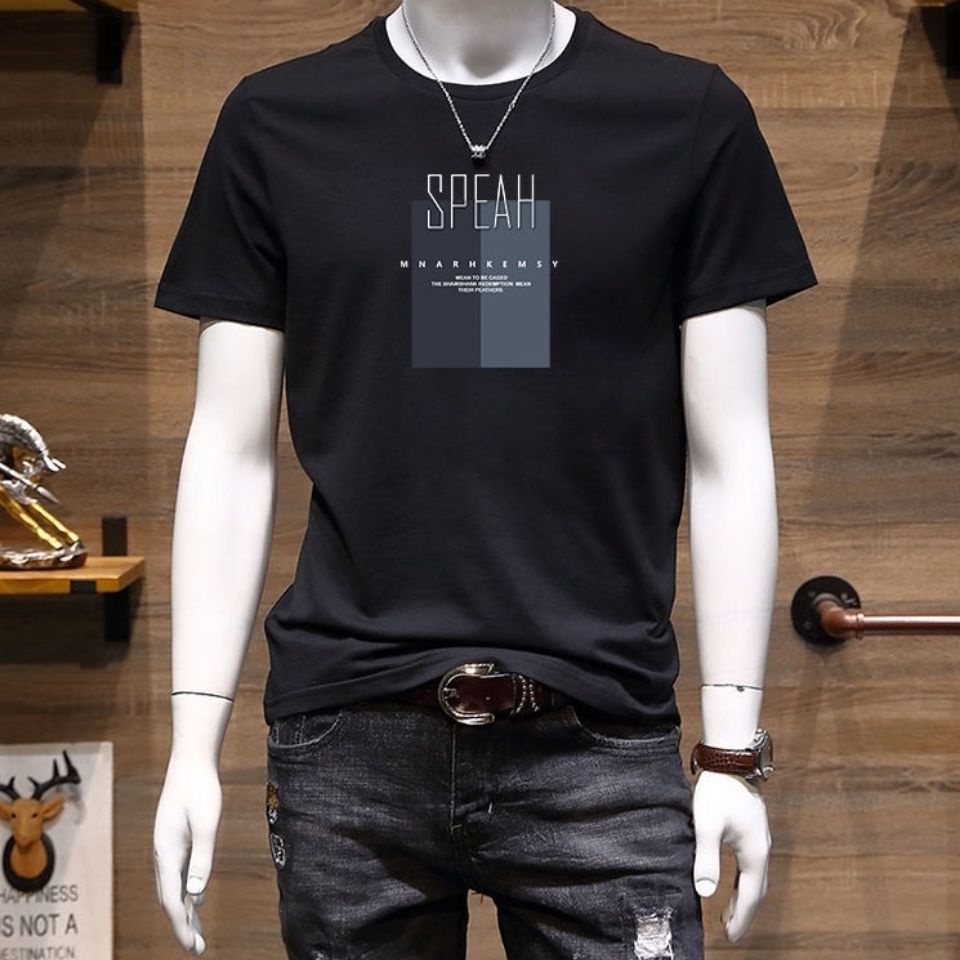 Áo Thun Tay Ngắn Dáng Ôm Chất Liệu Cotton 20% Thời Trang Mùa Hè Phong Cách Hàn Quốc Cho Nam