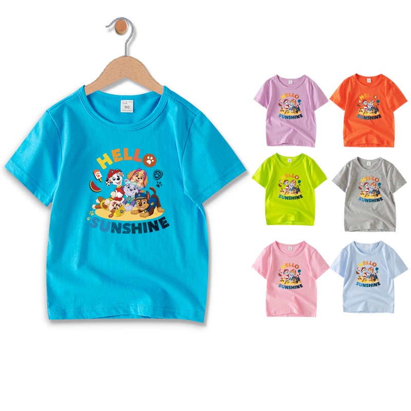 Áo Thun Tay Ngắn Cổ Tròn In Hình Paw Patrol 7 Màu Cho Bé JB003