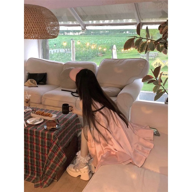 Đầm Búp Bê Ngắn Sát Nách Dáng Rộng Mềm Mại Phong Cách Pháp Thời Trang Mùa Hè Cho Nữ