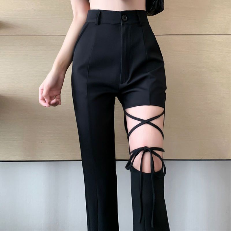 Quần Ống Rộng Xẻ Tà Lưng Cao Mùa Hè Phong Cách Mới Cho Nữ