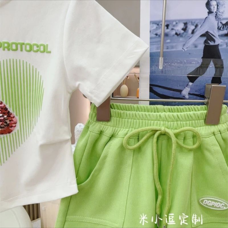 Áo Thun Tay Ngắn Kiểu Sườn Xám In Họa Tiết Trái Tim Phong Cách Trung Hoa Thời Trang Mùa Hè 2023 Cho Bé Gái