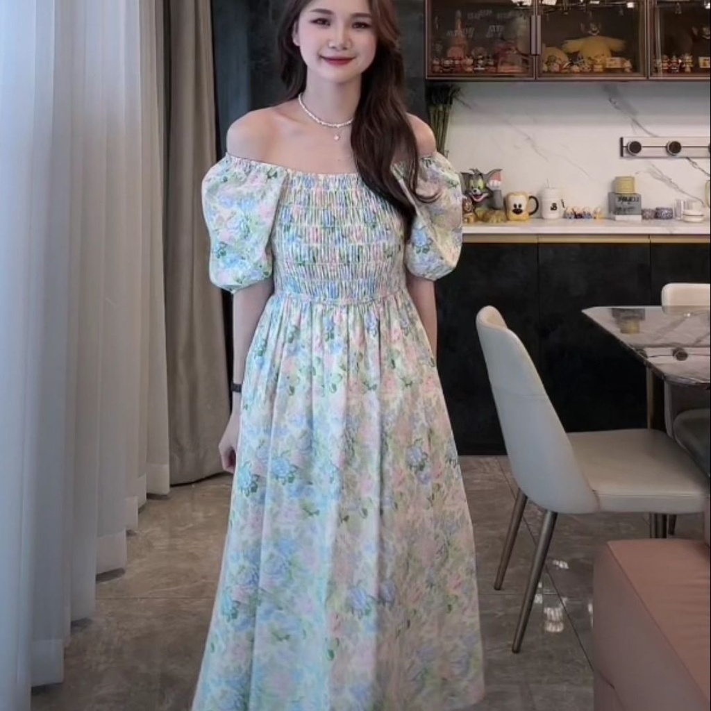 Đầm Dài Dáng Ôm Họa Tiết Hoa Phong Cách Pháp Thời Trang Mùa Hè 2023 Mới Cho Nữ