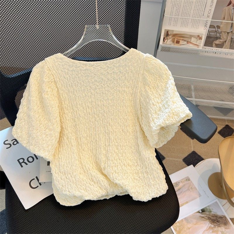 Áo Sơ Mi Chiffon Cổ Vuông Tay Phồng Thời Trang Mùa Hè 2023 Phong Cách Mới Cho Nữ