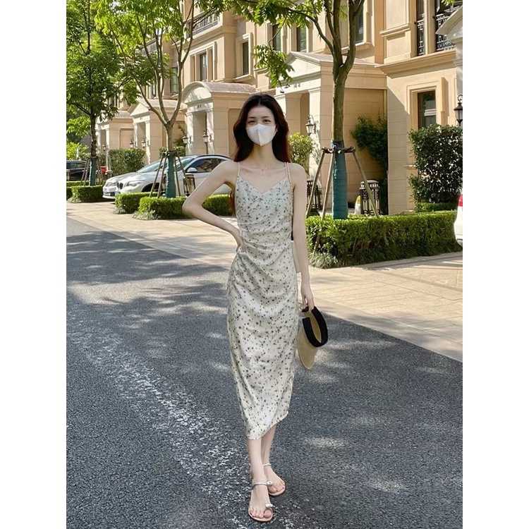 Đầm Hai Dây Dáng Dài Họa Tiết Hoa Phong Cách Pháp Thời Trang Mùa Hè Xinh Xắn Cho Nữ