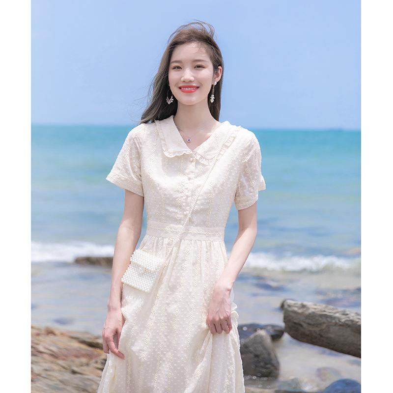 20232023 Đầm Voan Cổ Búp Bê In Họa Tiết Hoa Phong Cách Pháp Cổ Điển Thời Trang Mùa Hè Hàng Mới