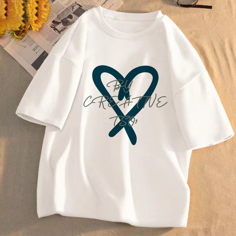 Áo Thun Tay Ngắn Dáng Rộng Màu Trắng Thời Trang Mùa Hè Hàn Quốc Mới 2023