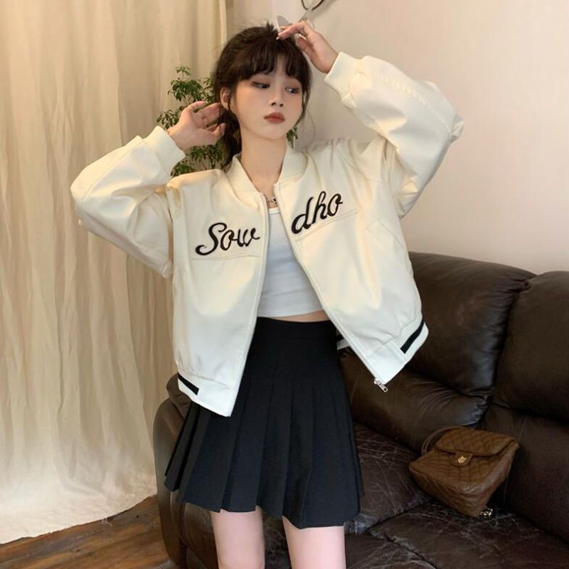 Áo Khoác Bóng Chày Dáng Rộng Thêu Chữ Thời Trang Xuân Thu Mới 2023