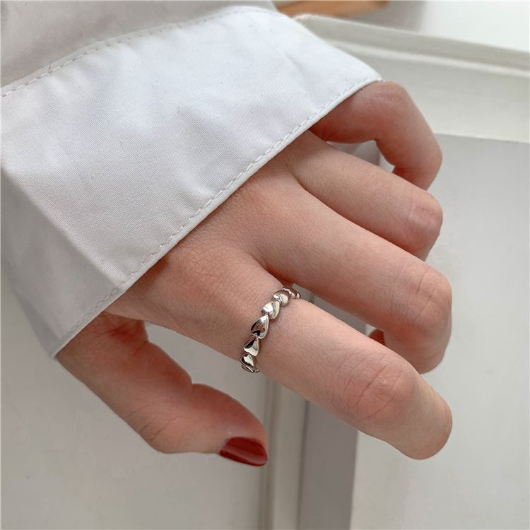 Nhẫn Hở Mạ Bạc 925 Thiết Kế Đơn Giản Sang Trọng Có Thể Điều Chỉnh Kích Cỡ