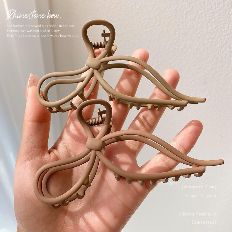 Kẹp Tóc Cá Mập Lớn Bằng Kim Loại Nhám Đính Nơ Rỗng Thời Trang Xuân Hè Mới Dành Cho Bạn Nữ