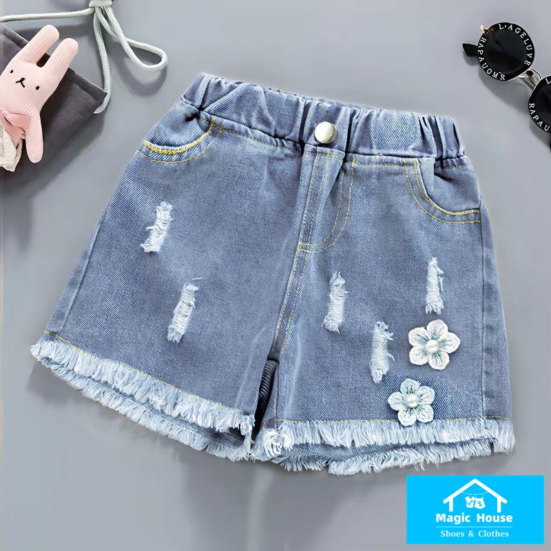 Quần Short Denim Phong Cách Mới 2023 Cho Bé Gái