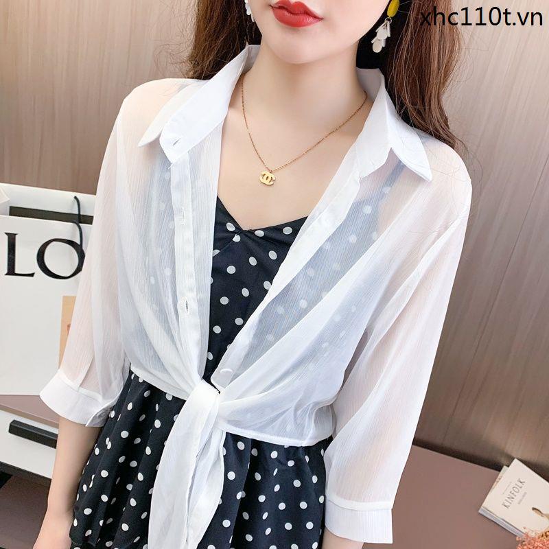 Áo Khoác Voan Mỏng Tay Lửng Chống Nắng Mùa Hè Phong Cách Mới 2021 Cho Nữ