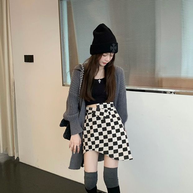 Jiashucheng Chân Váy Chữ A Lưng Cao Dáng Ôm Họa Tiết Kẻ Sọc Phong Cách Mùa Thu Mới Cho Nữ