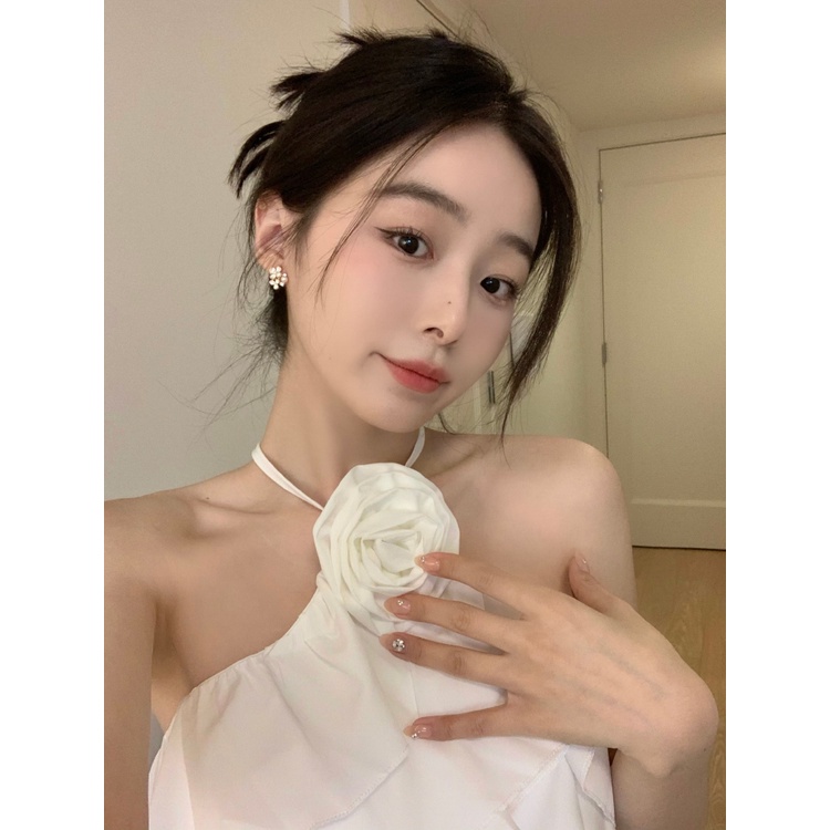 Khuyên Tai Hình Hoa Đính Ngọc Trai Nhân Tạo Thời Trang