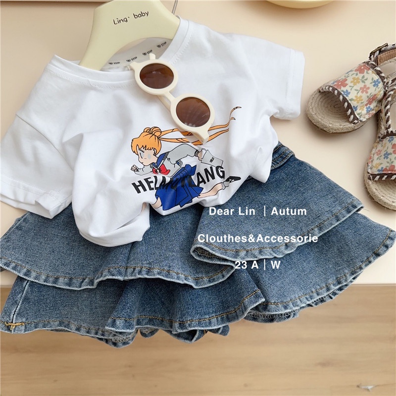 Áo Thun Tay Ngắn In Hình Phong Cách Hàn Quốc Thời Trang Mùa Hè Cho Bé Gái