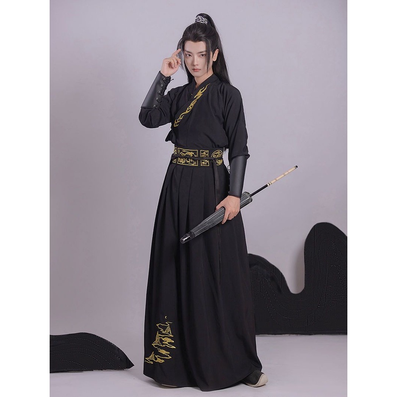 S-2XL trang phục Hán phục phong cách cổ xưa thêu hoa thắt lưng phong cách nam nữ nguyên bản trang phục hiệp sĩ võ thuật