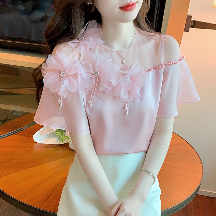 Áo Thun Tay Ngắn Phối Lưới Mỏng Thời Trang Mùa Hè Cho Nữ