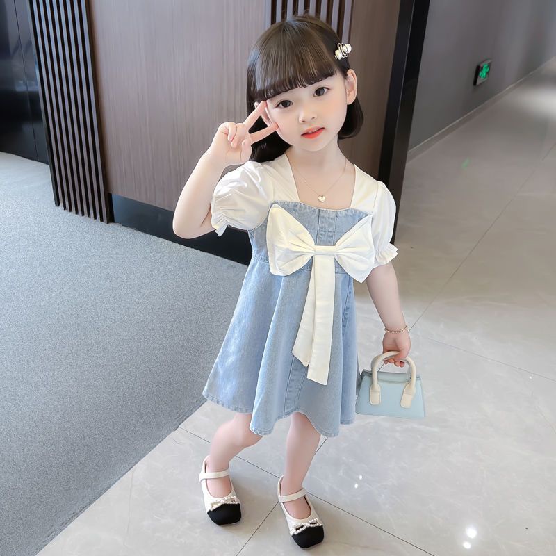 Đầm Công Chúa Chất Liệu Denim Mỏng Thời Trang Hàn Quốc Xinh Xắn Cho Bé Gái