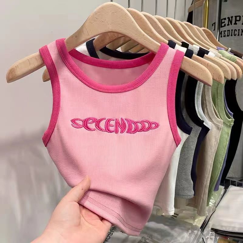 Áo Hai Dây Dáng Ngắn Màu Hồng Phong Cách Retro Mỹ Thời Trang Mùa Hè Cho Nữ