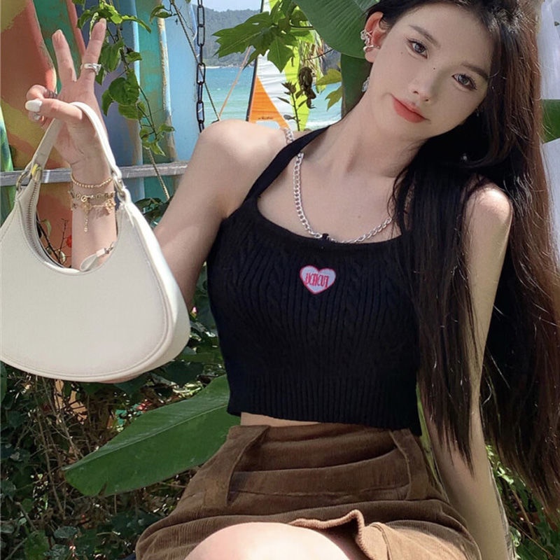 Áo Len Hai Dây Tay Ngắn Màu Hồng In Chữ Love Xinh Xắn Cho Búp Bê Barbie / Lõi Xích