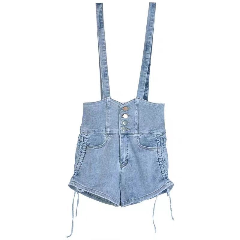 Quần Short Denim Lưng Cao Ống Rộng Phối Dây Rút Thời Trang Mùa Hè Hàng Mới Dành Cho Bạn Nữ