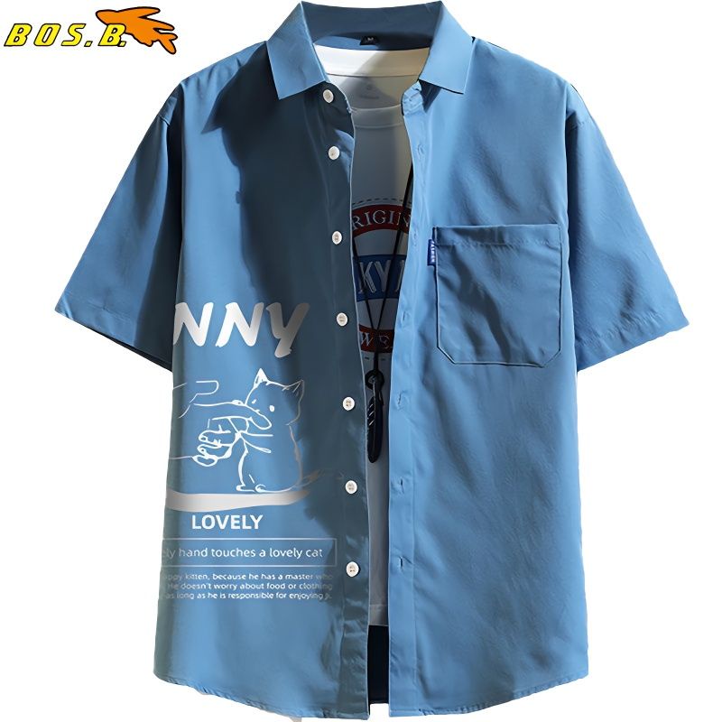 Áo Sơ Mi Tay Ngắn Dáng Rộng Chất Liệu Lụa Lạnh 40% Thời Trang Cho Nam