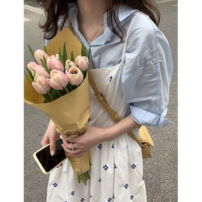 Áo Sơ Mi Mỏng Dáng Rộng Màu Hồng Phong Cách Pháp Thời Trang Mùa Hè Xinh Xắn Cho Nữ