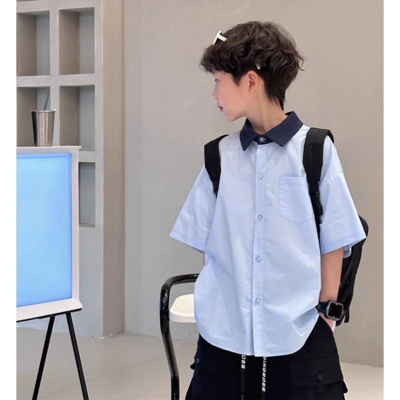 Hàng Mới Về Áo Sơ Mi Ngắn Tay Phong Cách Preppy Mẫu Mới 2023 Thời Trang Cho Bé Trai