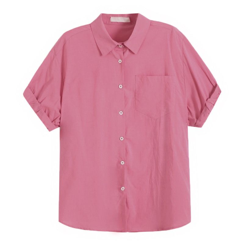 Áo Sơ Mi Tay Ngắn Dáng Rộng Màu Trắng Hồng Phong Cách Hàn Quốc Thời Trang Xuân Hè Mới Cho Nữ