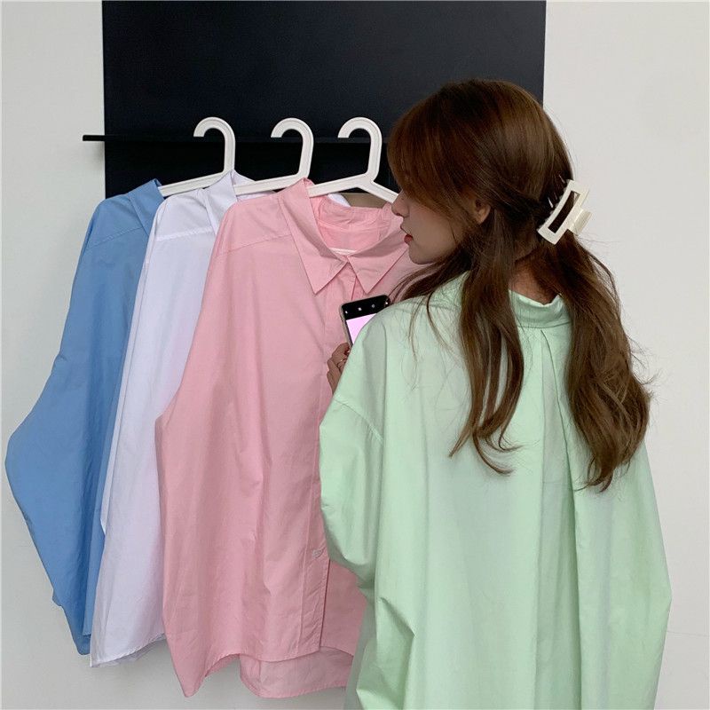 Áo Khoác Sơ Mi Chống Nắng Dáng Rộng Màu Hồng Phong Cách Hong Kong Cổ Điển Thời Trang Mùa Xuân Mới Cho Nữ
