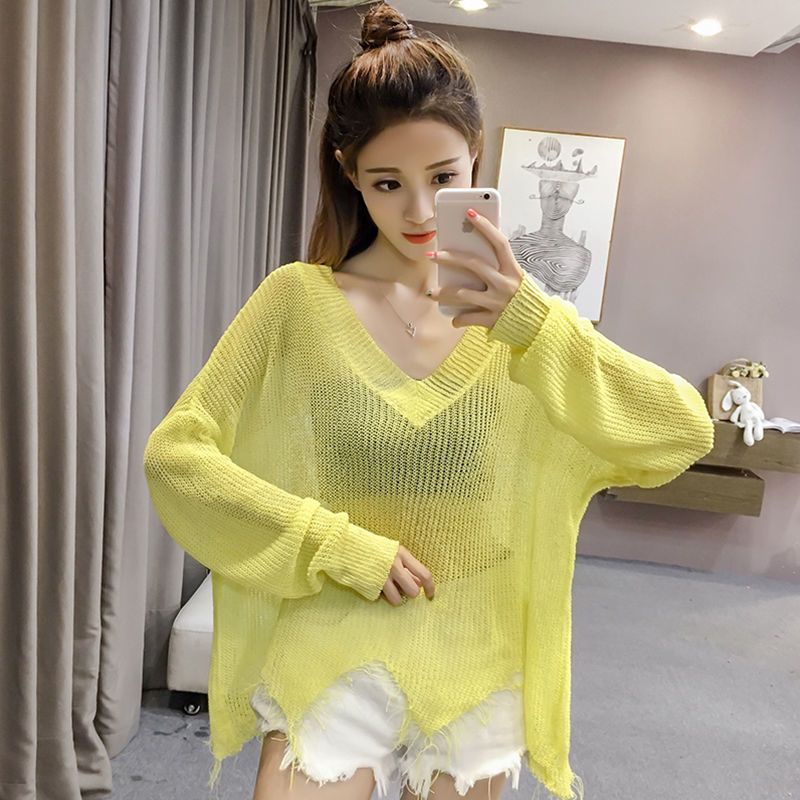 Áo Sweater Chống Nắng Dáng Rộng Bằng Lụa Lạnh Mỏng Điều Hòa Nhiệt Độ Phong Cách Mới Cho Nữ