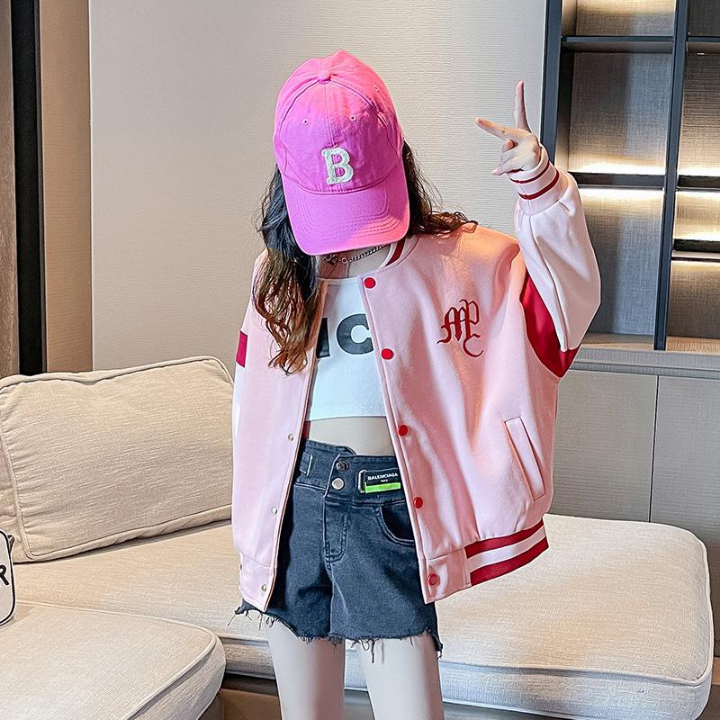 Áo Khoác Bóng Chày Phong Cách Phương Tây Thời Trang Xuân Thu 2023 Dành Cho Bé Gái