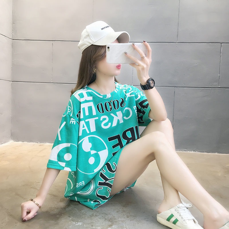 Áo Thun Tay Ngắn Dáng Rộng Plus Size Phong Cách Hàn Quốc Cho Nữ