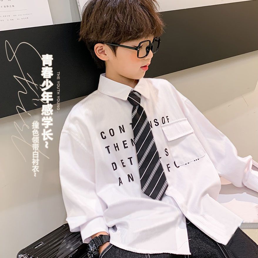 Hàng Mới Về Mới Áo Sơ Mi Tay Dài Phong Cách Preppy Hàn Quốc 2022 Cho Bé Trai