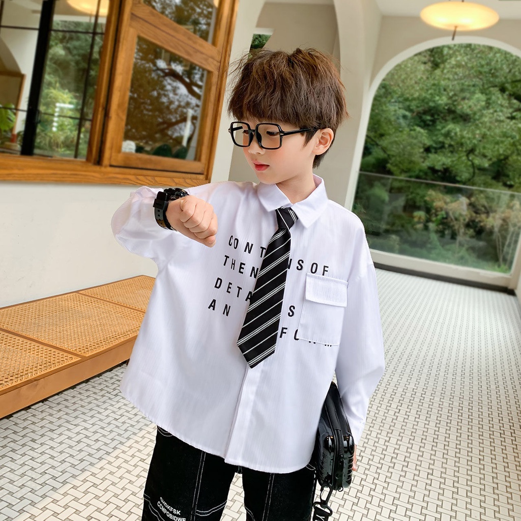 Hàng Mới Về Mới Áo Sơ Mi Tay Dài Phong Cách Preppy Hàn Quốc 2022 Cho Bé Trai