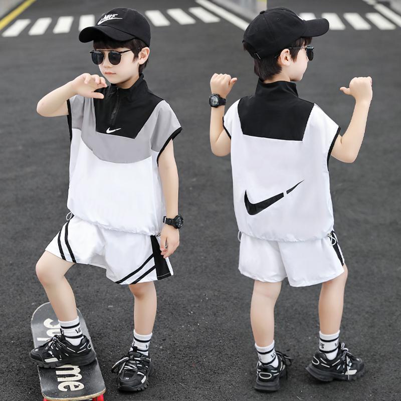 Bộ Đồ Thể Thao Mùa Hè 2023 Tay Cộc Kích Thước Vừa Và Mỏng Phong Cách Đường Phố Mới Cho Bé Trai / Gái