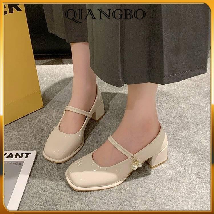 Giày Cao Gót Mũi Vuông Chất Liệu Da Cao Cấp Thời Trang Dành Cho Nữ giày da đế dày