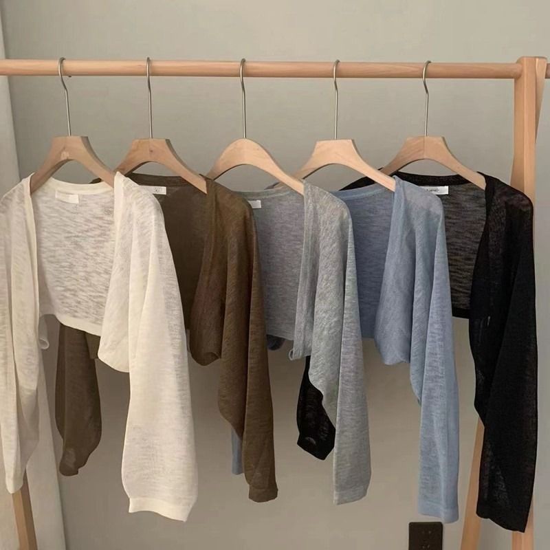 Áo Khoác Cardigan Dệt Kim Mỏng Chống Nắng Kèm Đầm Hai Dây Thời Trang Mùa Hè Cho Nữ