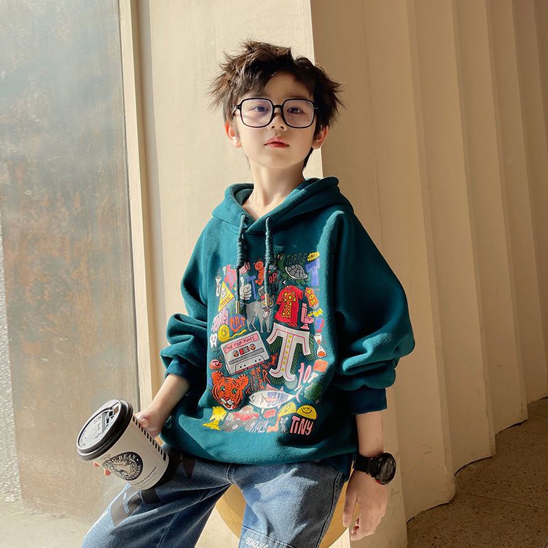 Áo Hoodie Dáng Rộng Thời Trang Xuân Thu 2023 Phong Cách Mới Cho Bé Trai