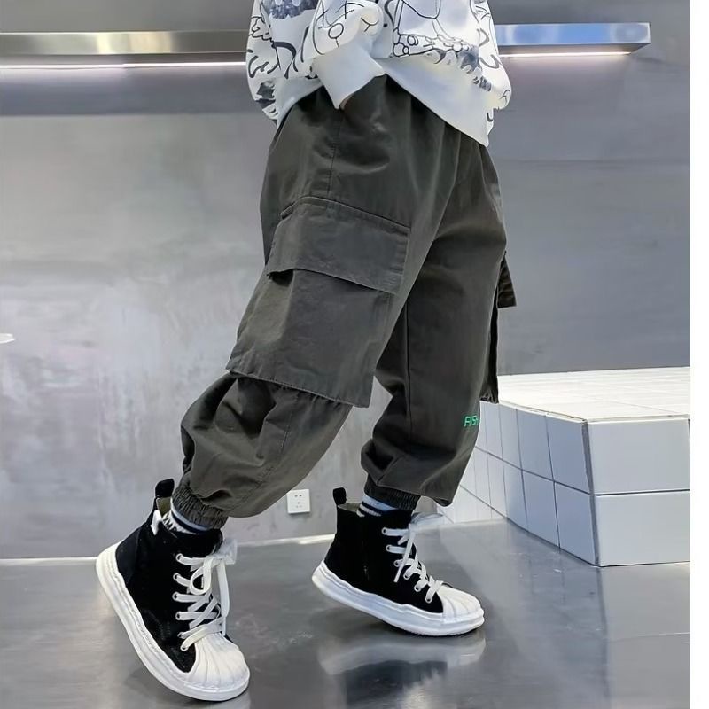 Quần Dài Thể Thao Có Túi Lớn Bằng cotton Nguyên Chất Thời Trang Xuân Thu Kiểu Mới Cho Bé Trai