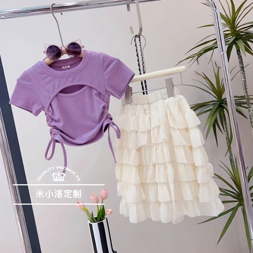 Áo Thun Ngắn Hai Dây Ôm Dáng Phong Cách Ngọt Ngào Cá Tính Cho Bé Gái