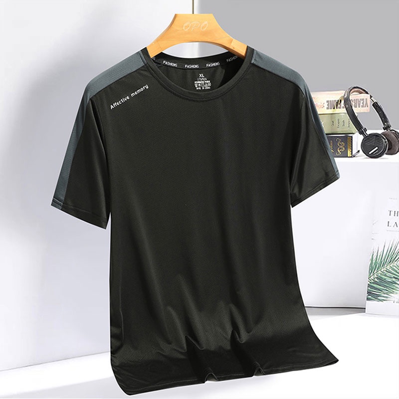 Áo Thun Thể Thao Tay Ngắn Cổ Tròn Dáng Rộng In Họa Tiết Nhanh Khô Thời Trang Mùa Hè Cho Nam