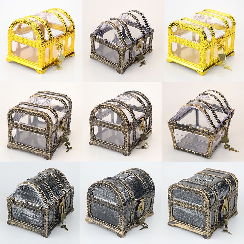 Hộp đựng tiền xu vàng đá quý rương kho báu cướp biển săn kho báu hộp đựng ngực kho báu hộp nhỏ/hộp n