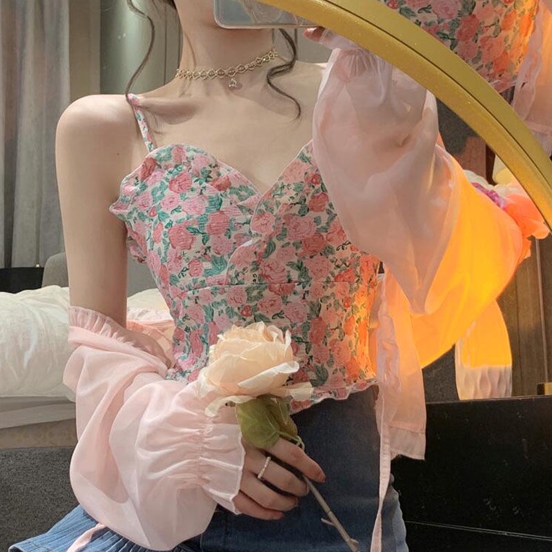 Áo Khoác Cardigan Chiffon Mỏng Chống Nắng Ôm Dáng Phối Ren Hoa Phong Cách Hàn Quốc Gợi Cảm Mùa Hè Mới