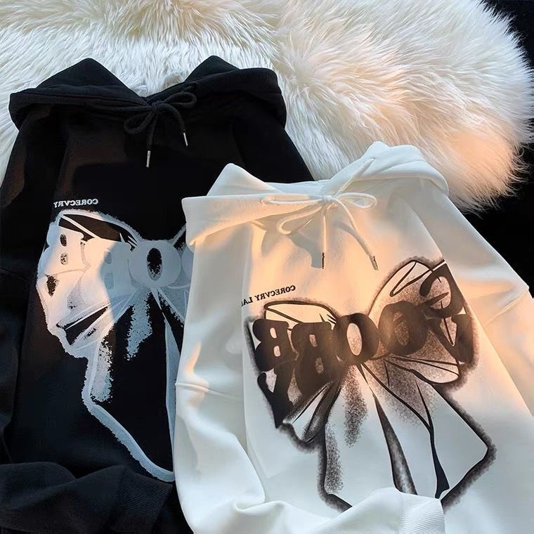 Áo Khoác Hoodie In Hình Phân Tử Phân Tử casaco Thắt Nơ Phong Cách Retro Hip Hop Thời Trang Mùa Thu Dành Cho Nữ